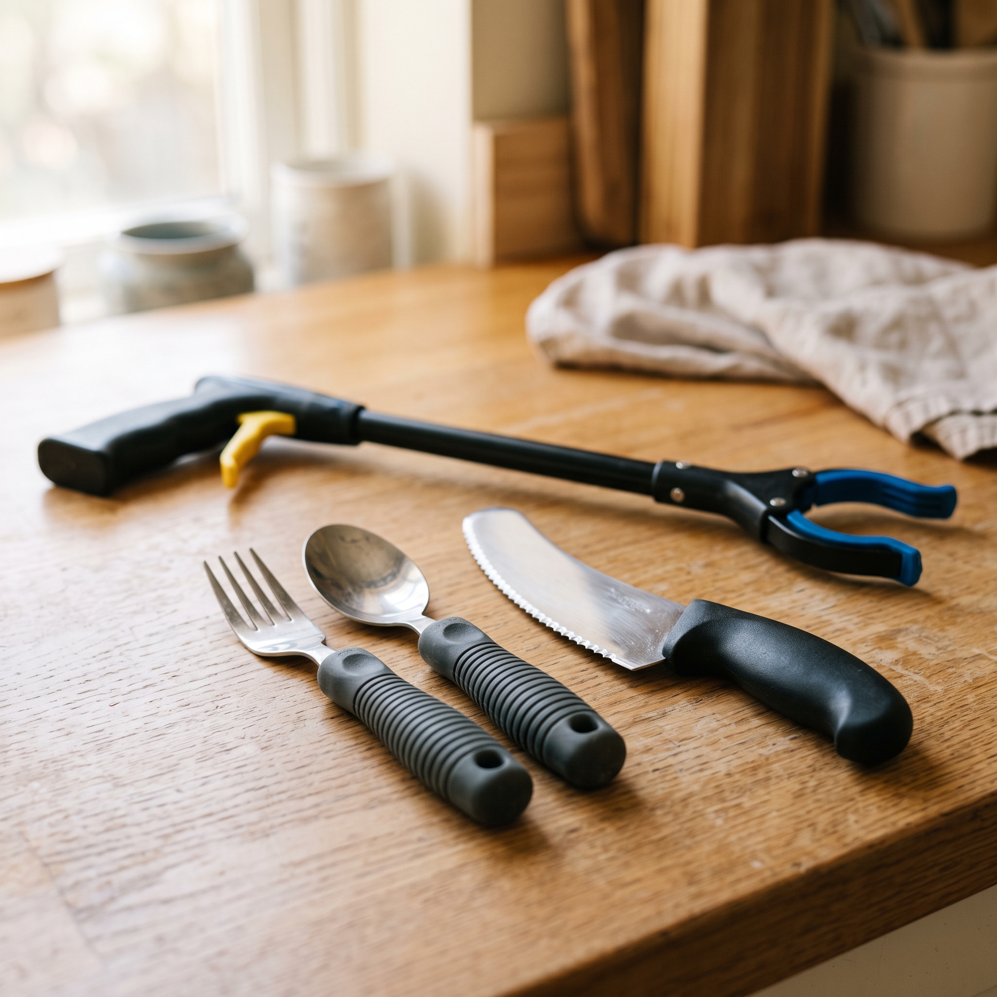 Independent Living Program funding can cover adaptive daily-living equipment like these, separate from any home-modification grant.