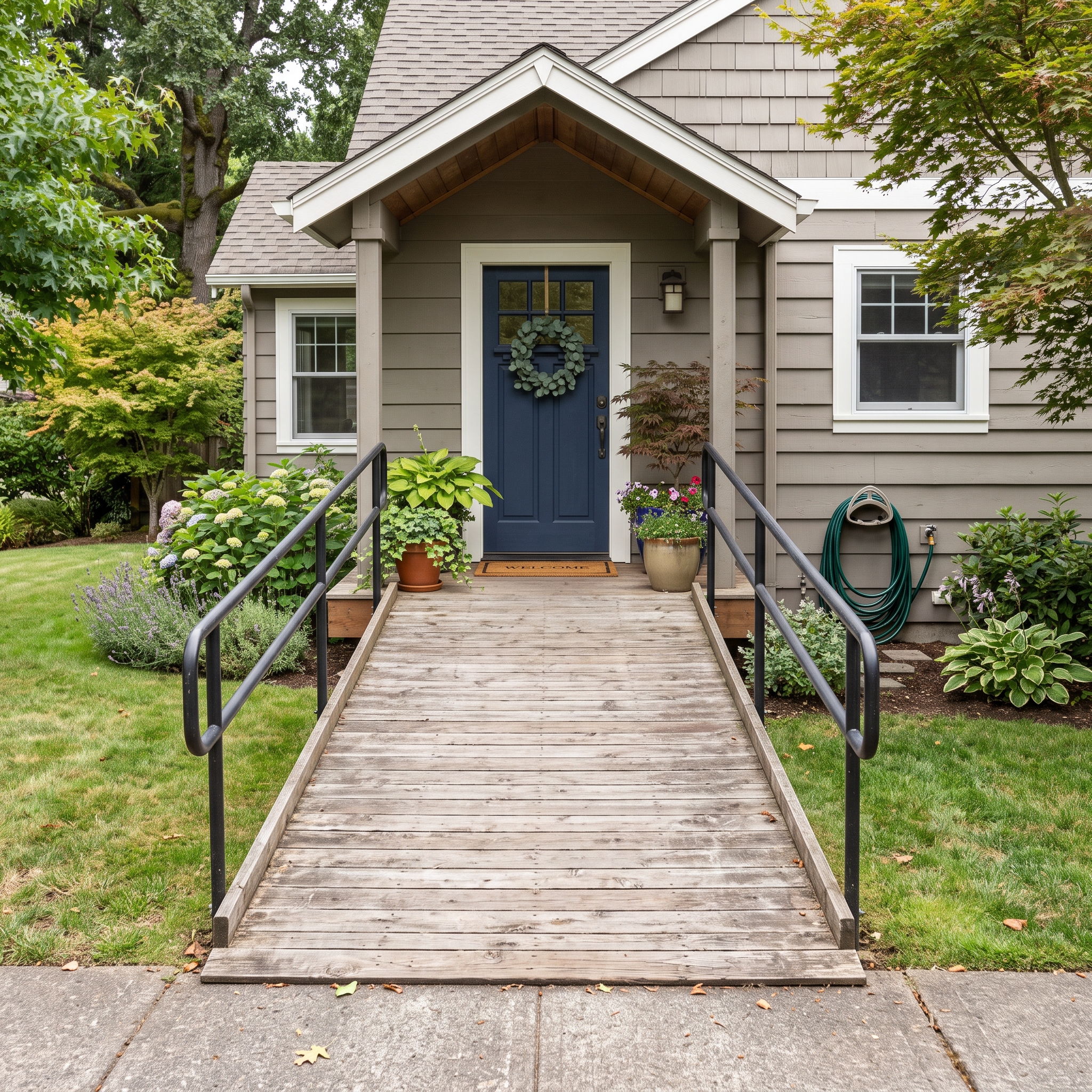 Wheelchair ramp at a home entrance